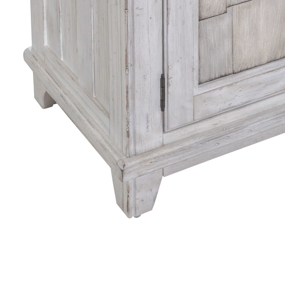 River Place Bedroom Armoire Cottage Shingle Accents - Riverstone White & Tobacco