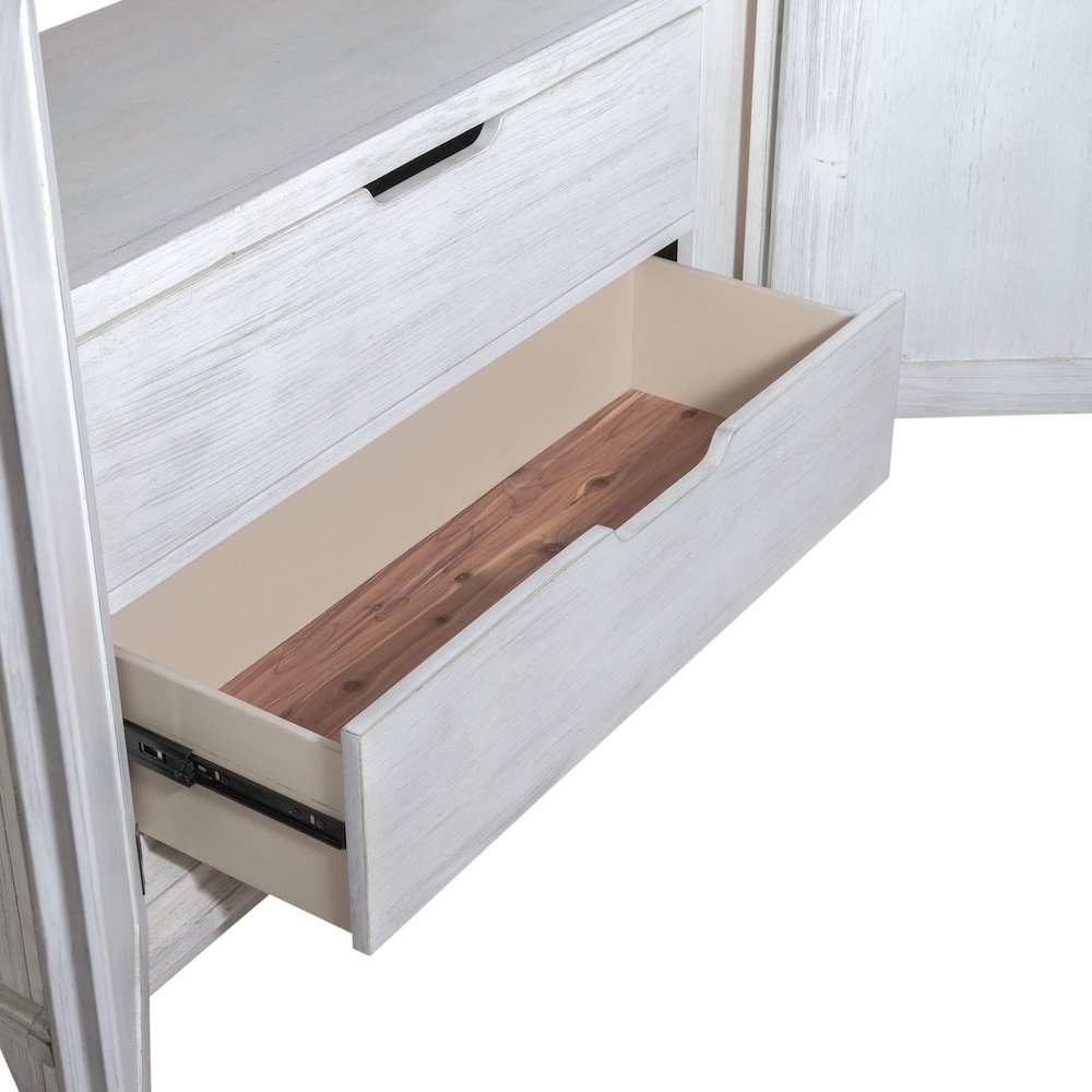 River Place Bedroom Armoire Cottage Shingle Accents - Riverstone White & Tobacco