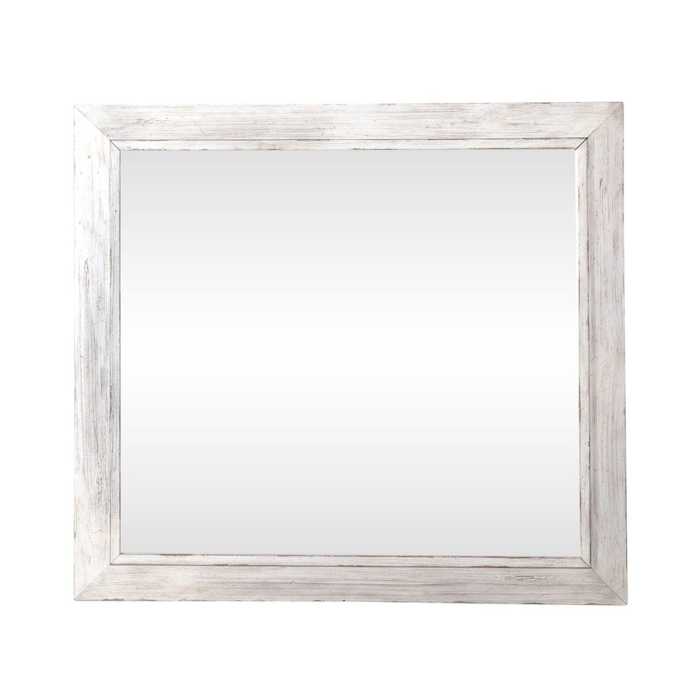 River Place Mirror Cottage Wood Framed 42" x 40" - Riverstone White & Tobacco