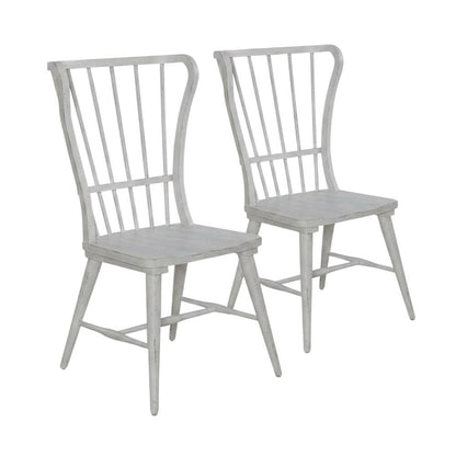 Pine Windsor Dining Chairs for Kitchen, Riverstone White & Tobacco, Set of 2