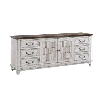River Place 75 Inch Entertainment Console - Riverstone White & Tobacco