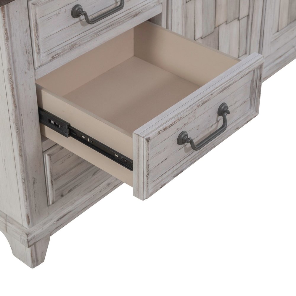 River Place 75 Inch Entertainment Console - Riverstone White & Tobacco