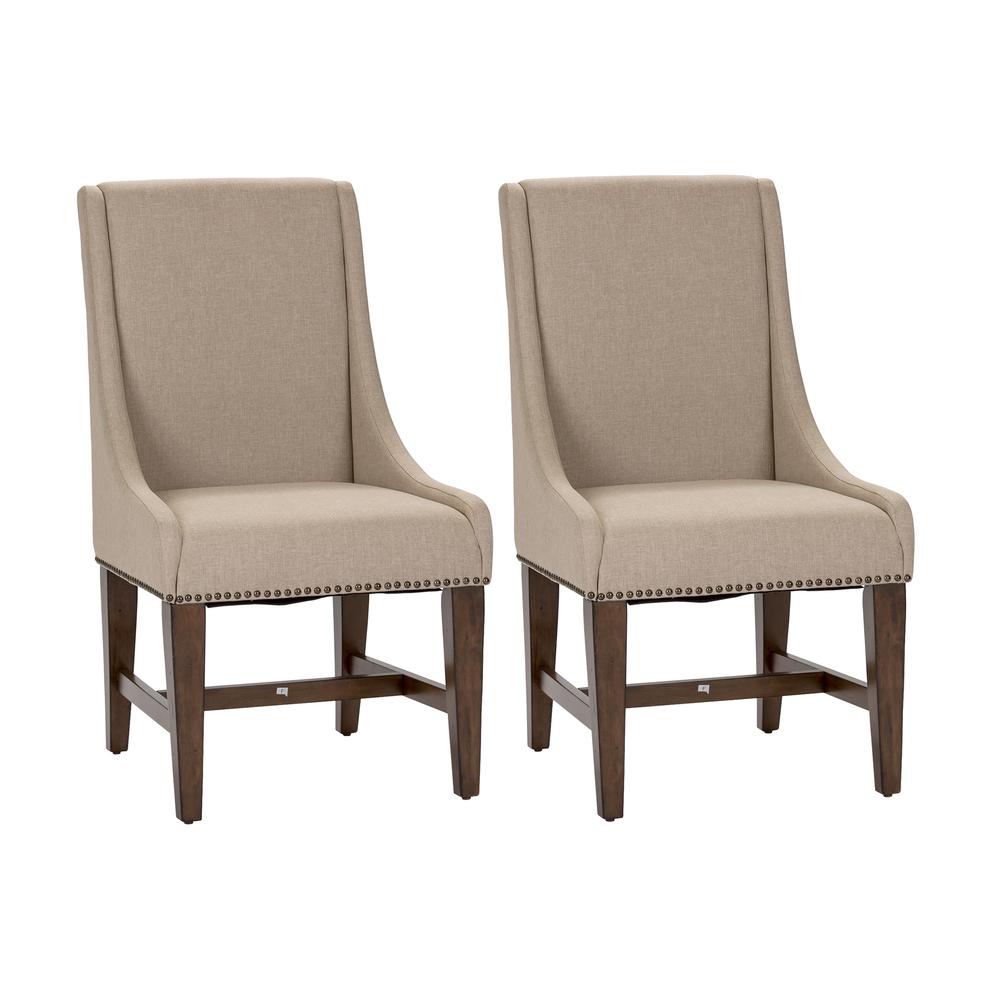 Armand Upholstered Side Chair (RTA)-Set of 2 in Antique Brownstone