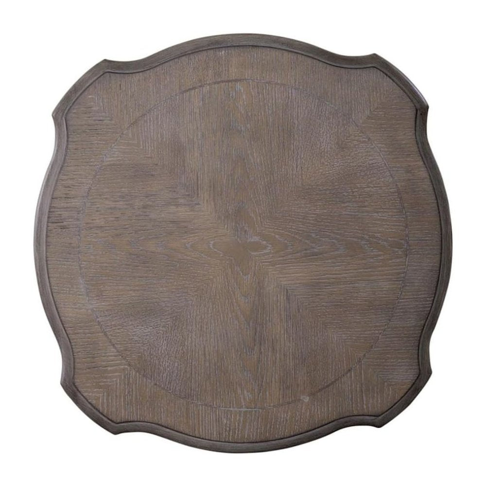 Antique White Accent Table with Round Top, Rustic Side Table Style