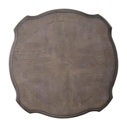 Antique White Accent Table with Round Top, Rustic Side Table Style