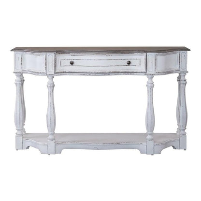 Antique White Console Table with Drawer and Bottom Shelf for Hallway