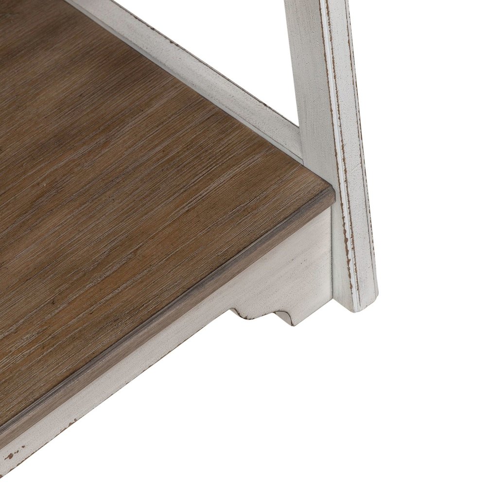 Leaning Pier Ladder Shelf Bookcase Oak Wood Tops 72" Height - Antique White