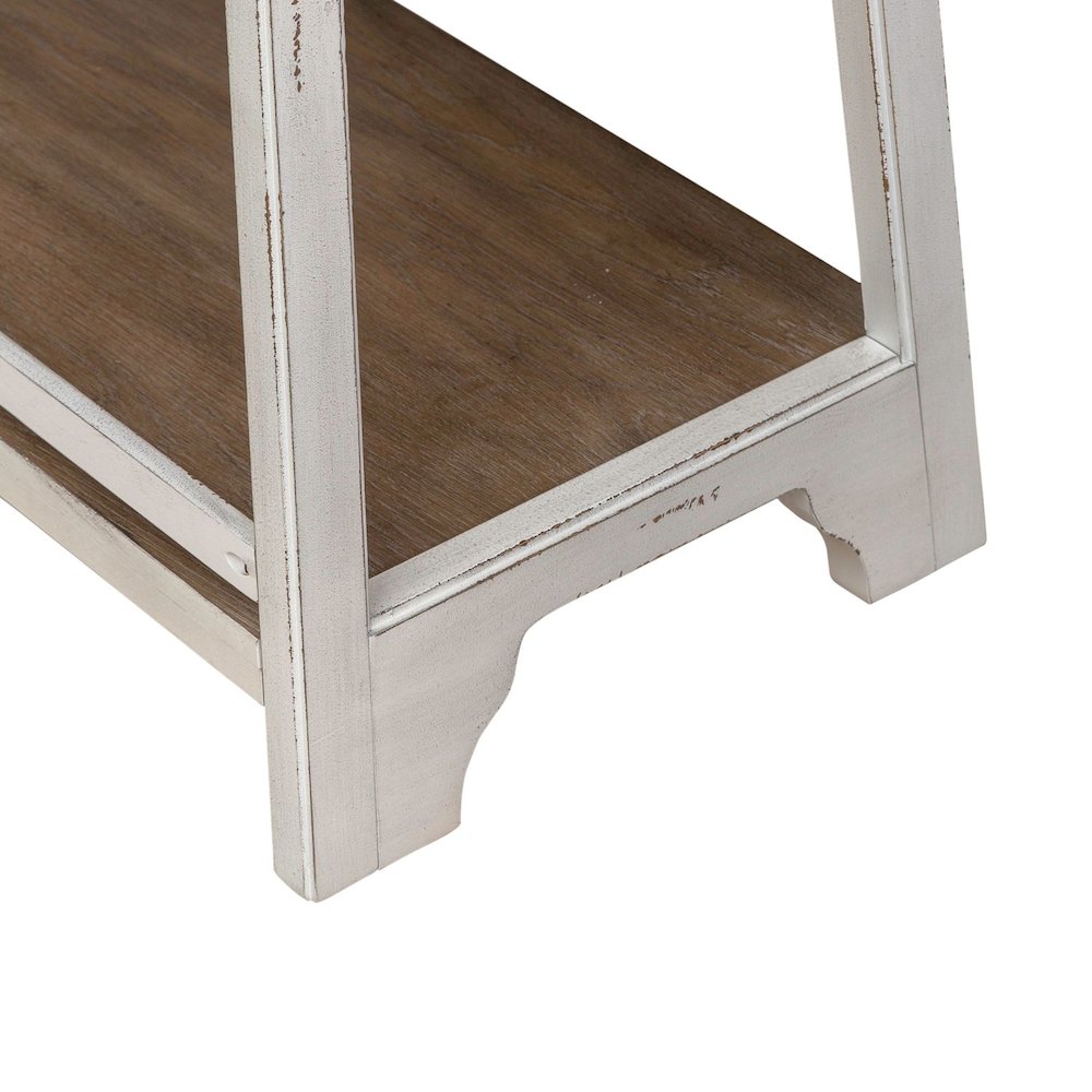 Leaning Pier Ladder Shelf Bookcase Oak Wood Tops 72" Height - Antique White