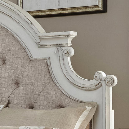 Magnolia Manor Queen Upholstered Panel Headboard in Antique White