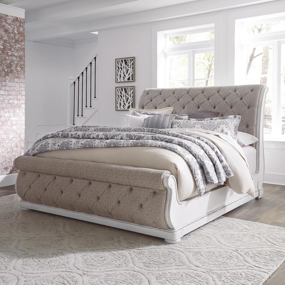 Magnolia Manor Queen Upholstered Sleigh Bed in Antique White