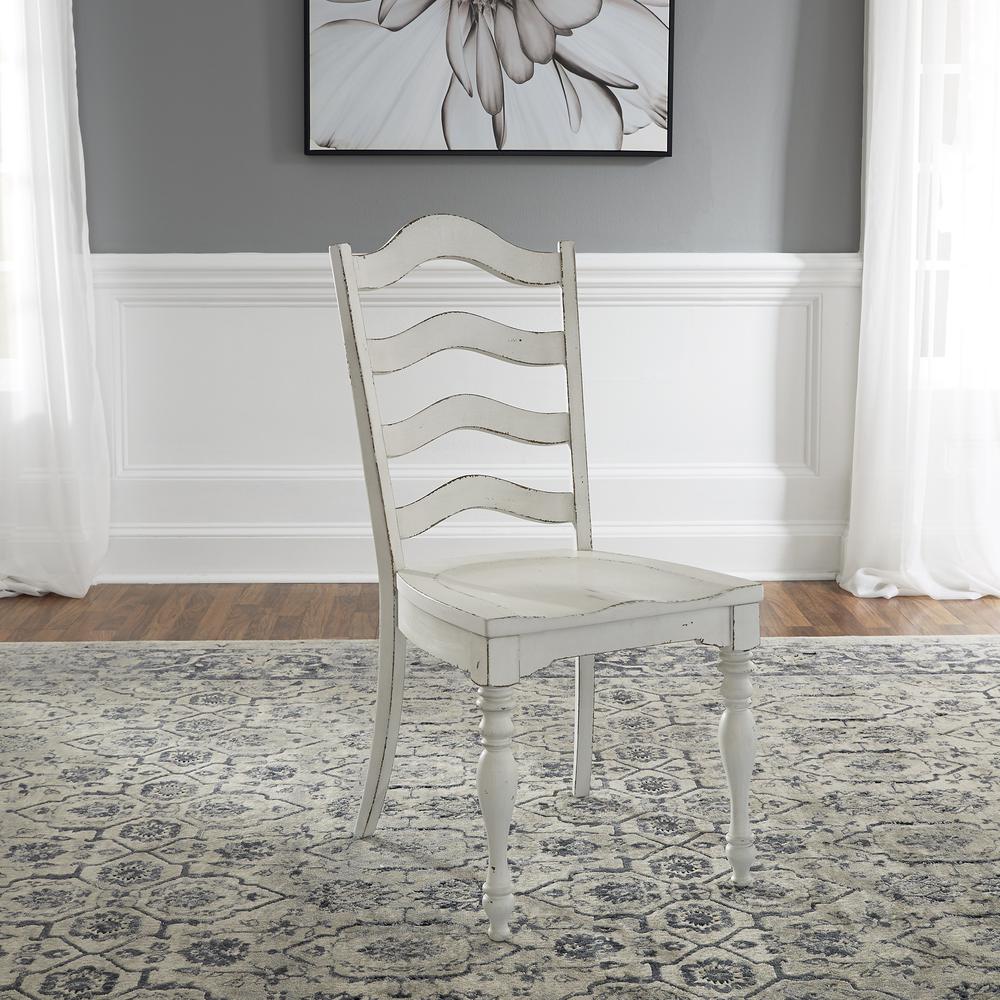 Magnolia Manor Ladder Back Side Chair (RTA)-Set of 2 in Antique White