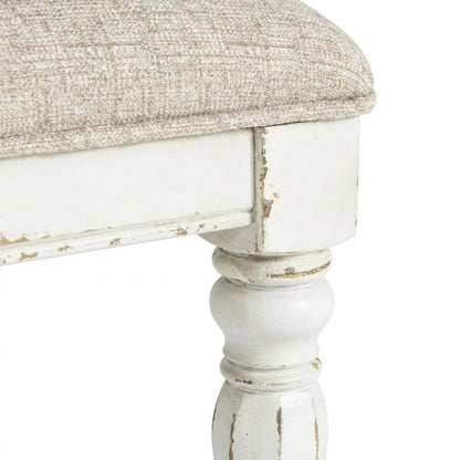 Chenille Upholstered Splat-Back Rubberwood Dining Chair for Dining Room, White