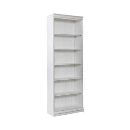 Magnolia Manor 84 Inch Bookcase Office Storage  - Antique White & Weathered Bark