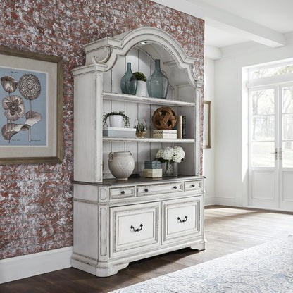 Magnolia Manor 3 Piece Desk & Hutch Set in Antique White