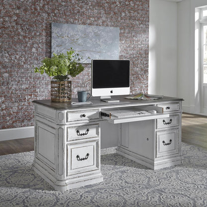 Magnolia Manor Complete 5 Piece Desk in Antique White