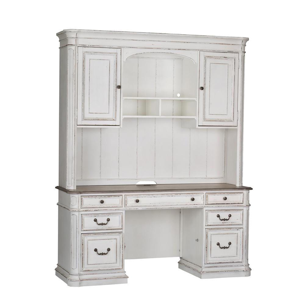 Magnolia Manor Credenza & Hutch in Antique White
