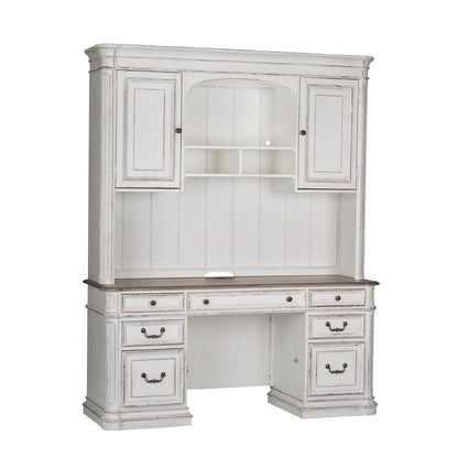 Magnolia Manor Credenza & Hutch in Antique White