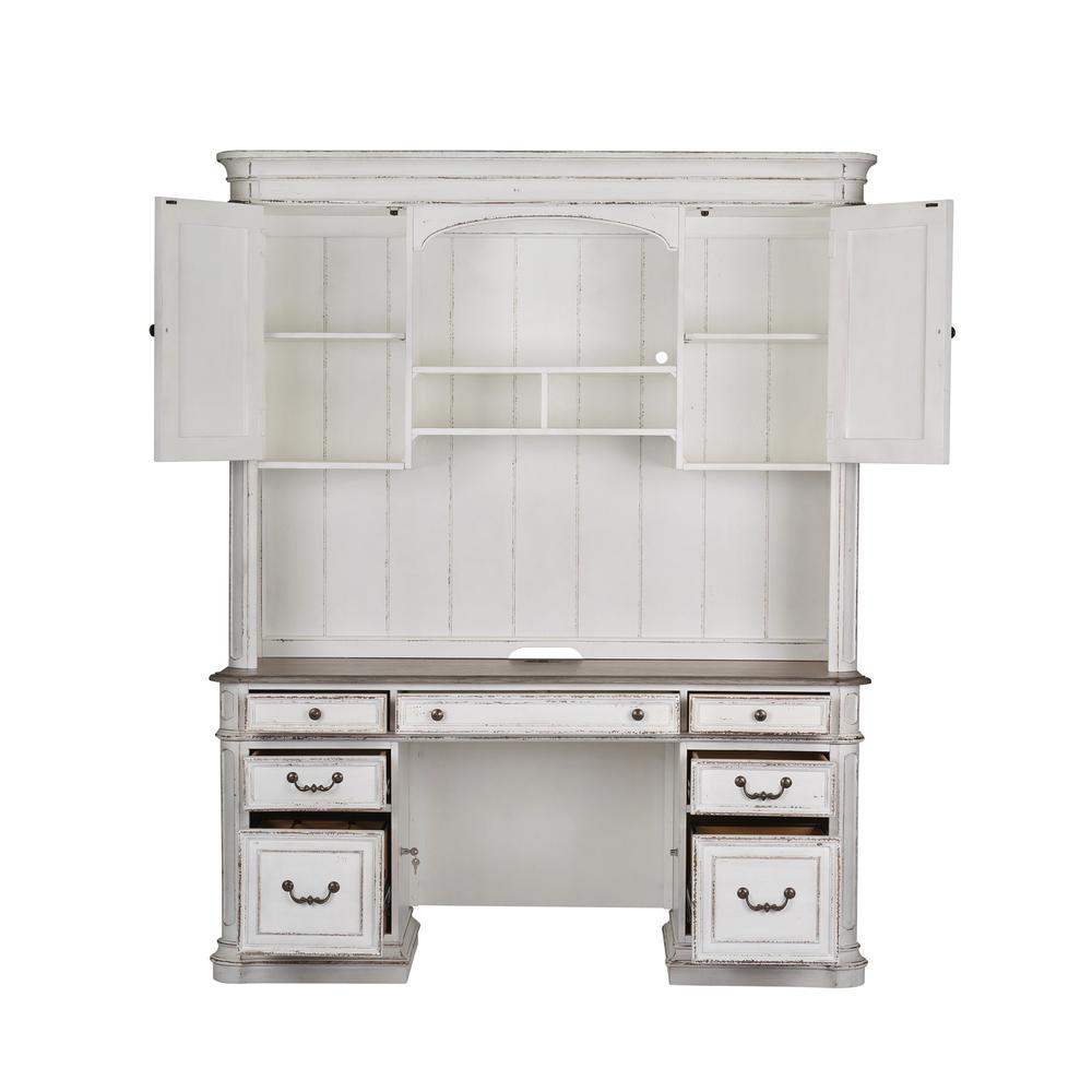 Magnolia Manor Credenza & Hutch in Antique White