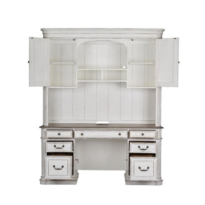 Magnolia Manor Credenza & Hutch in Antique White