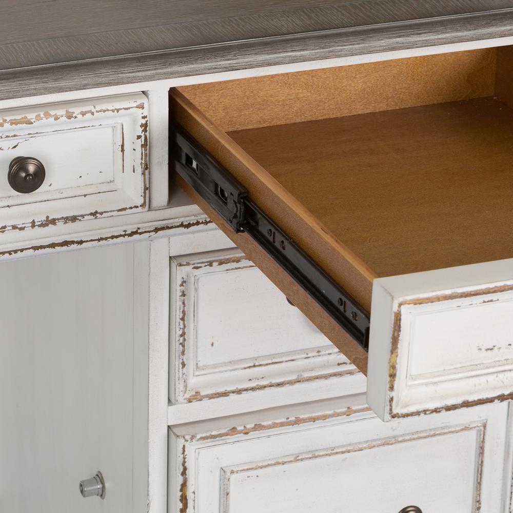 Magnolia Manor Credenza & Hutch in Antique White