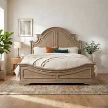 Oak Veneer King Panel Bed Frame with Headboard and Footboard Rails