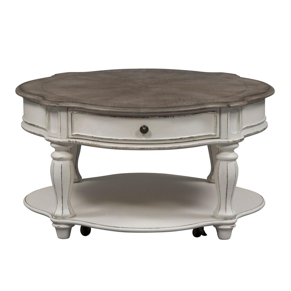 Magnolia Manor Round Cocktail Table in Antique White