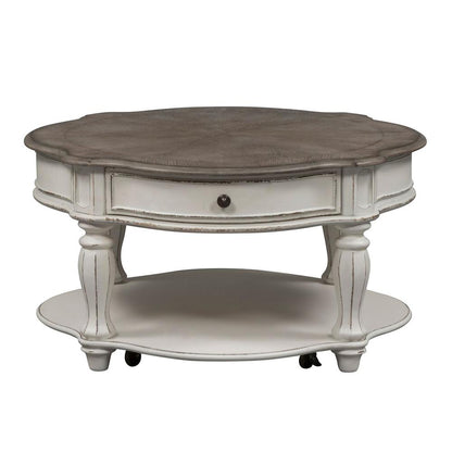 Magnolia Manor Round Cocktail Table in Antique White