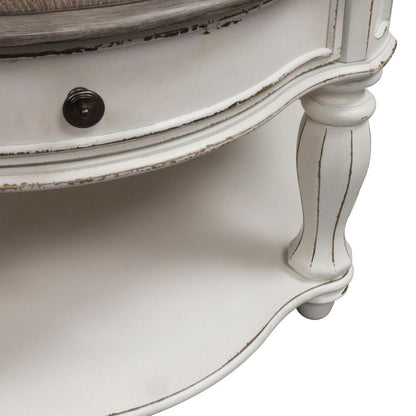 Magnolia Manor Round Cocktail Table in Antique White