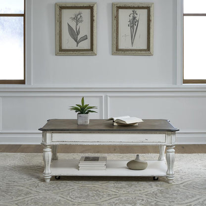 Magnolia Manor Lift Top Cocktail Table in Antique White
