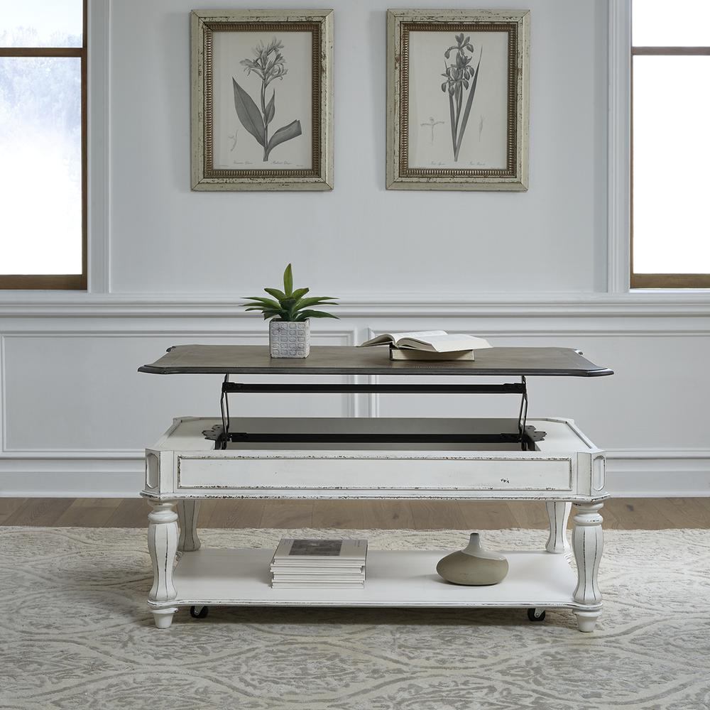Magnolia Manor Lift Top Cocktail Table in Antique White