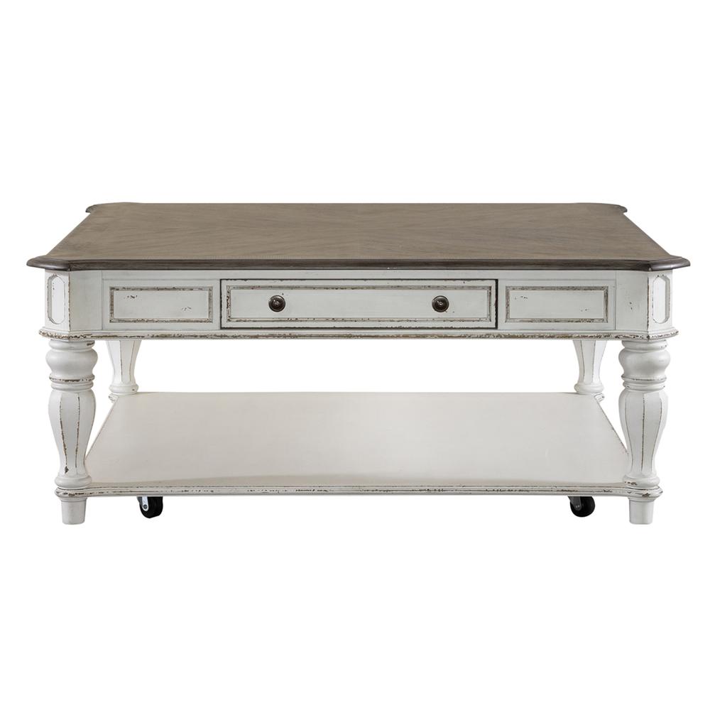 Magnolia Manor Oversized Square Cocktail Table in Antique White