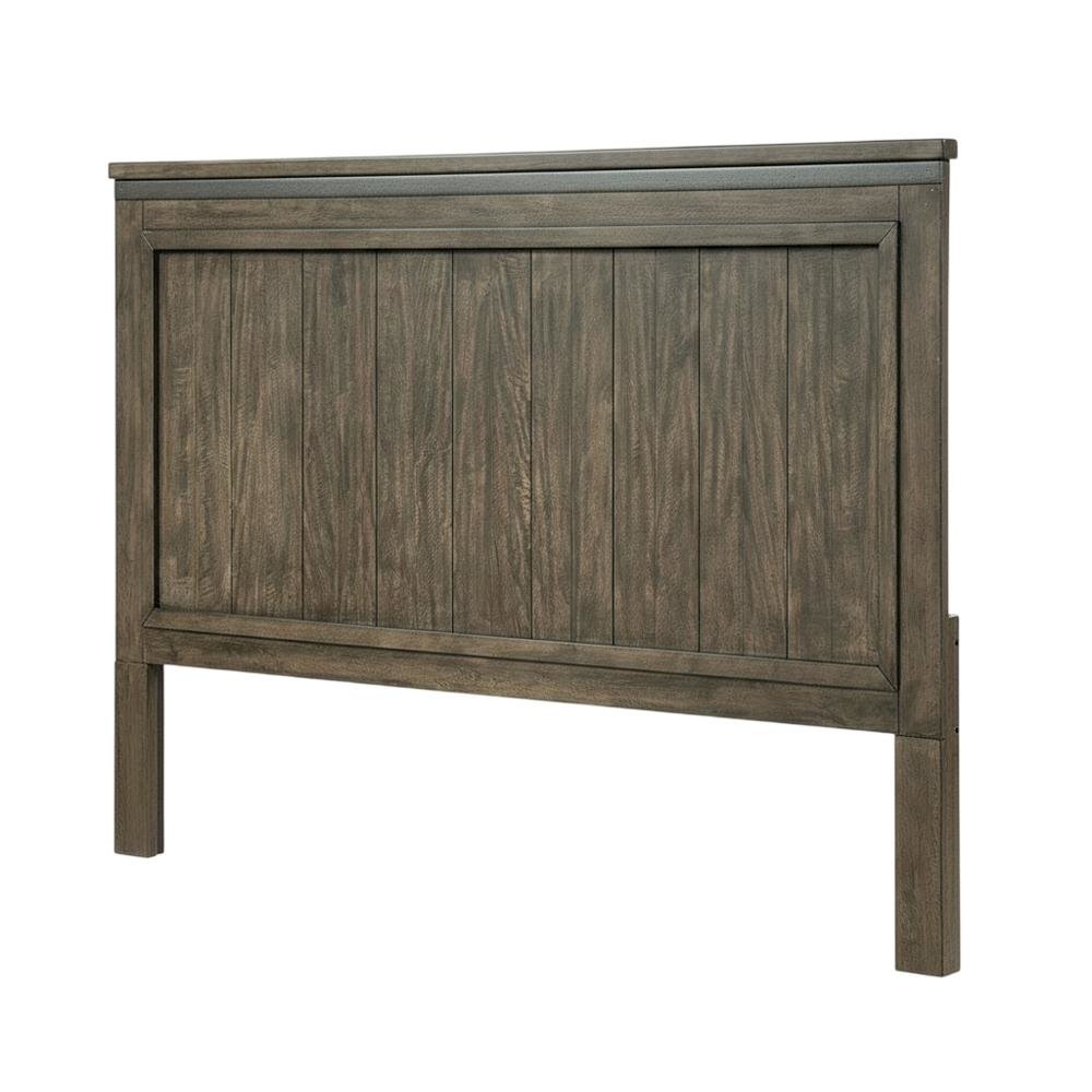 Rustic Rock Beaten Brown Headboard with Saw Cut Details Solid Wood Construction