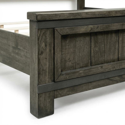 Rustic Rock Beaten Brown Headboard with Saw Cut Details Solid Wood Construction