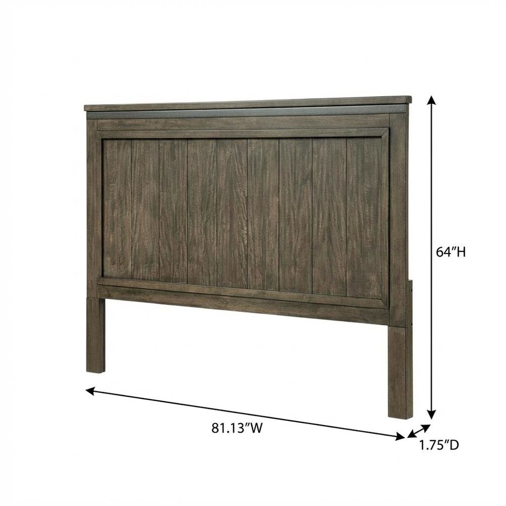 Rustic Rock Beaten Brown Headboard with Saw Cut Details Solid Wood Construction