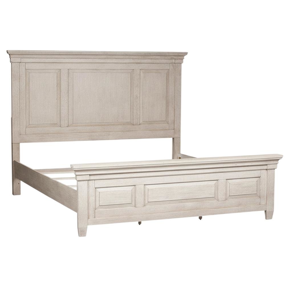 Antique White, Tobacco Top King Headboard, Solid Wood Frame, Farmhouse Design