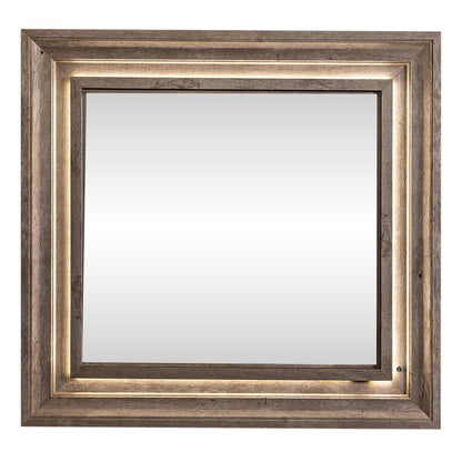 Horizons Lighted Mirror in Graystone