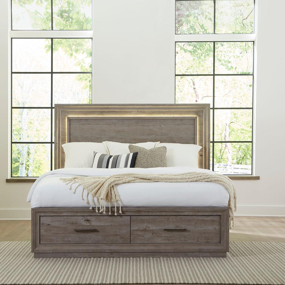 Horizons King Storage Bed in Graystone