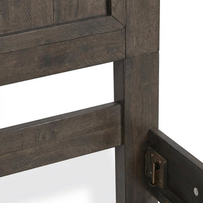 Rock Beaten Brown Twin Panel Headboard with Saw Cuts Rustic Solid Wood Design