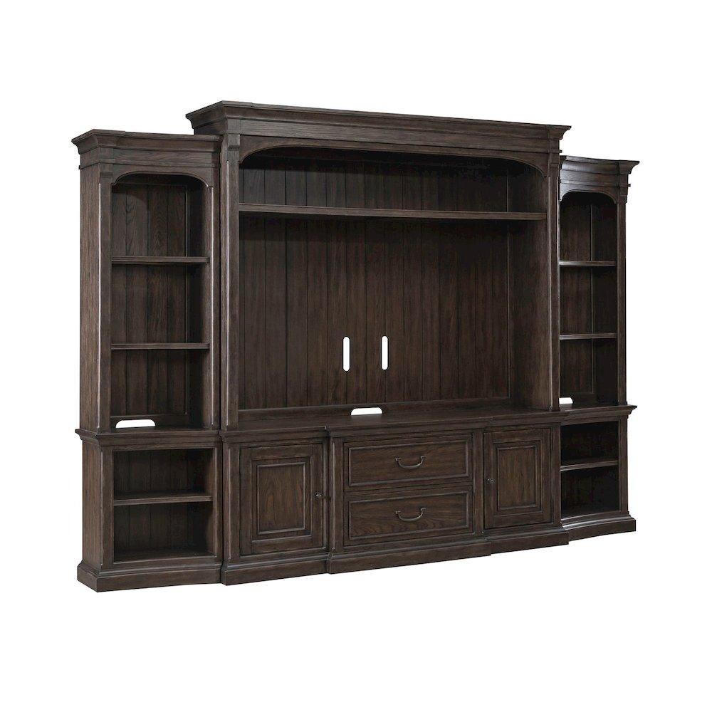 Paradise Valley Entertainment Center with Piers for Living Room - Saddle Brown