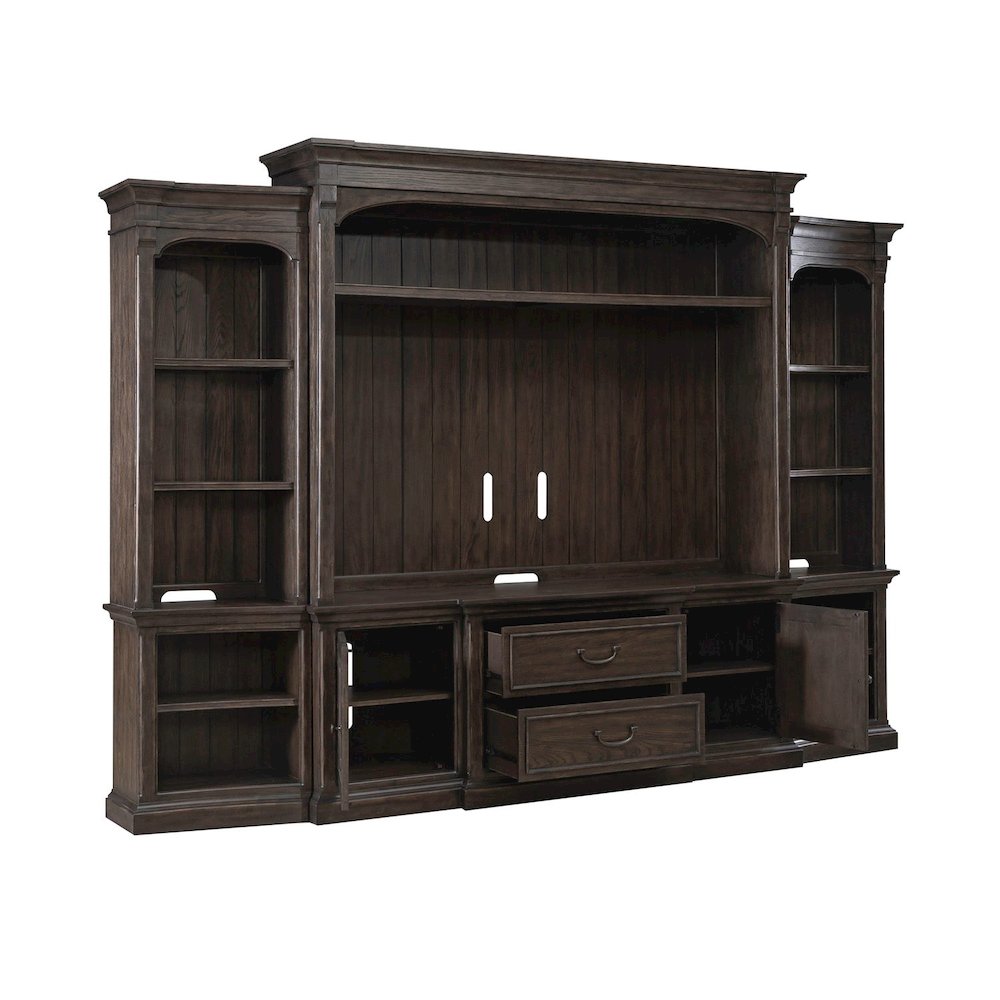 Paradise Valley Entertainment Center with Piers for Living Room - Saddle Brown