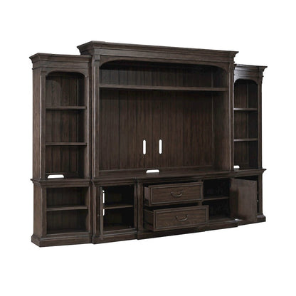 Paradise Valley Entertainment Center with Piers for Living Room - Saddle Brown