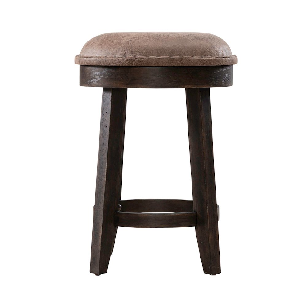 Paradise Valley Upholstered Console Stool 25" Height  - Saddle Brown Oak Wood