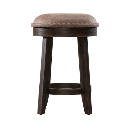 Paradise Valley Upholstered Console Stool 25" Height  - Saddle Brown Oak Wood
