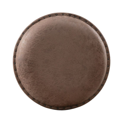 Paradise Valley Upholstered Console Stool 25" Height  - Saddle Brown Oak Wood