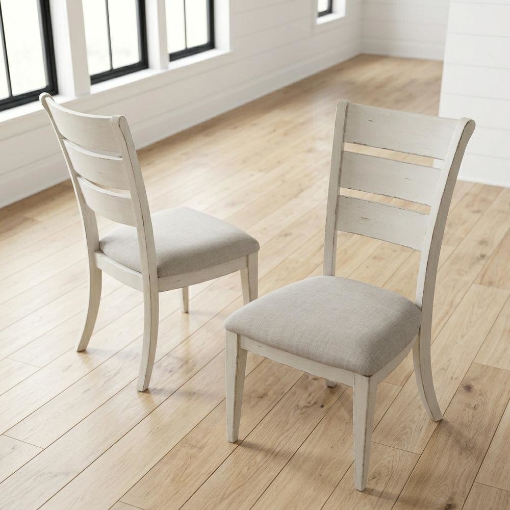 Solid Wood Ladder-Back Farmhouse Dining Chairs, Set of 2