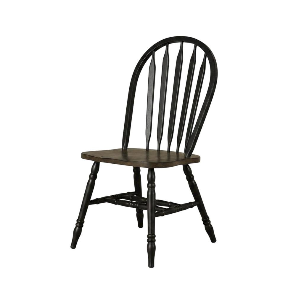 Rubberwood Solid Wood Windsor Spindle Dining Chairs for Kitchen, Set of 2