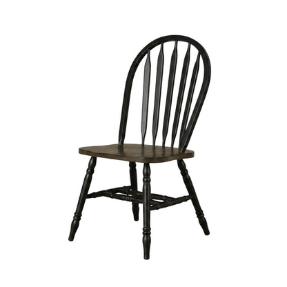 Rubberwood Solid Wood Windsor Spindle Dining Chairs for Kitchen, Set of 2