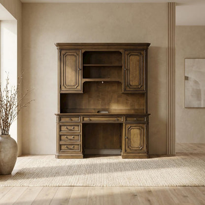 Traditional Antique Toffee Executive Credenza with Poplar Solids & Birch Veneers