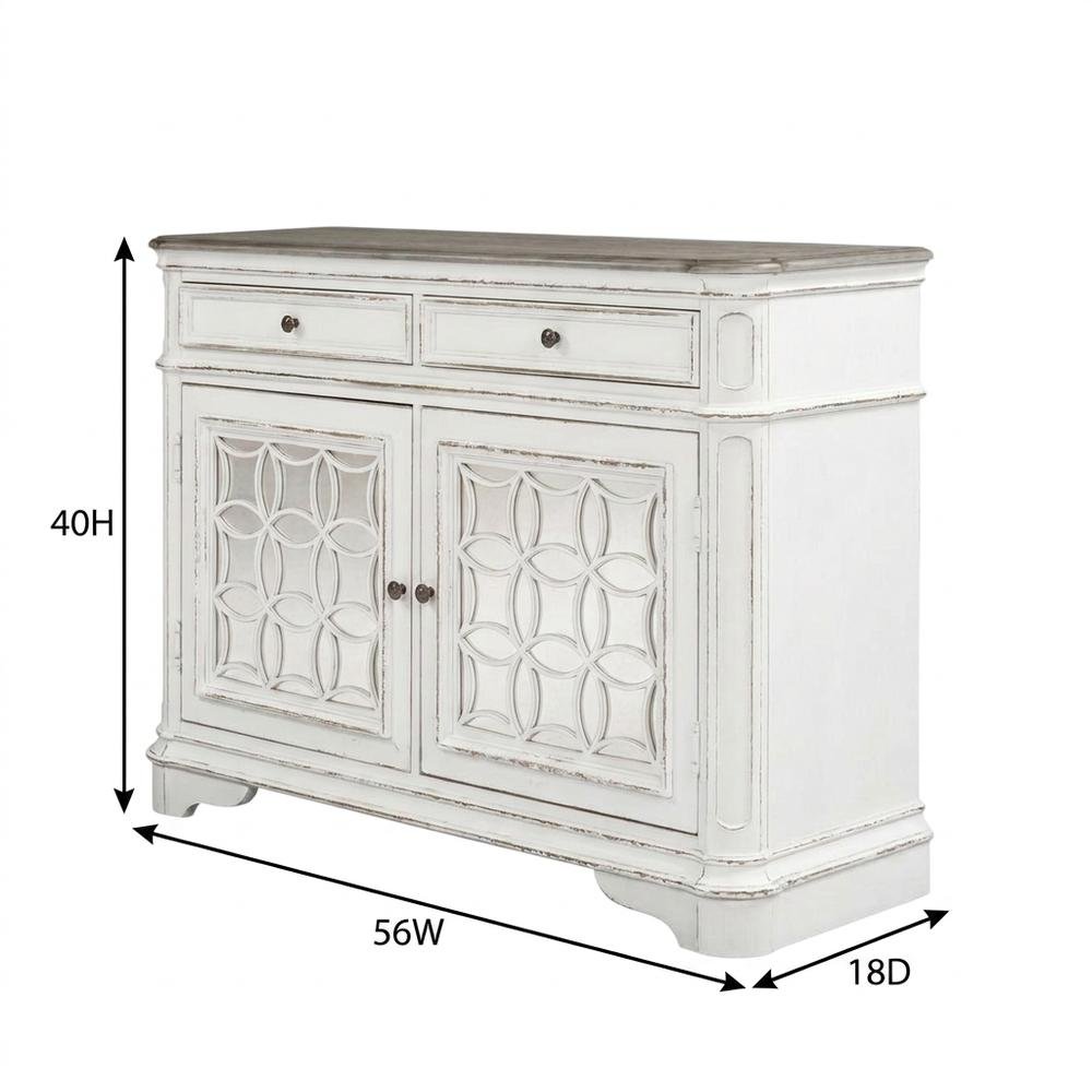 Solid Wood Buffet Cabinet with Storage, Sideboard for Dining Room, White