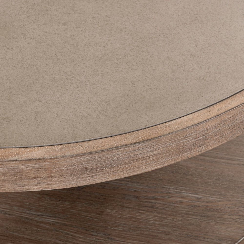 3 Pc Living Room Set Round Cocktail Table, 2 Drawer End Tables - Clay Oak Wood